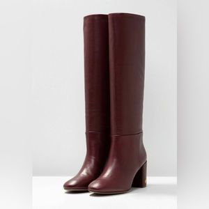 Tory Burch Brooke Slouchy boots leather burgundy 75mm heel